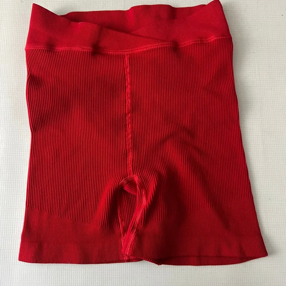 Free People Movement Ribbed V-Waist Shorts Women S/P Red Athletic Gym